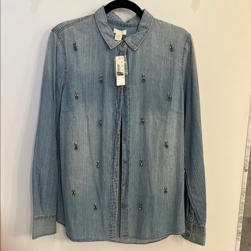 Jcrew Denim Shirt with Embellishments